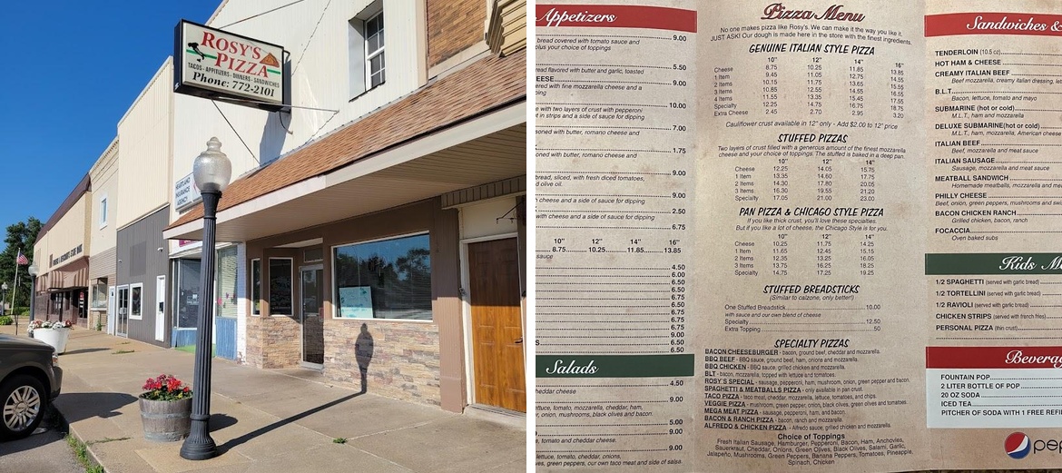 Rosy's Pizza Menu